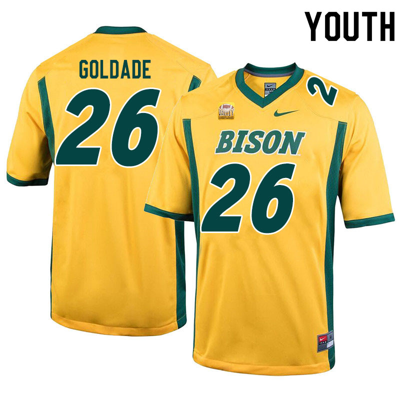 Youth #26 Nathan Goldade North Dakota State Bison College Football Jerseys Sale-Yellow - Click Image to Close